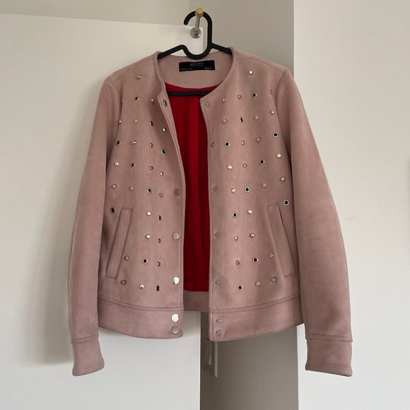 Zara pink suede bomber jacket, size S (US 4) - Picture 5 of 14
